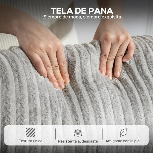Sillón Relax Reclinable Manual Tapizado en Pana Instalación Rápida Reposapiés Acolchado Grueso Gris Claro [6]