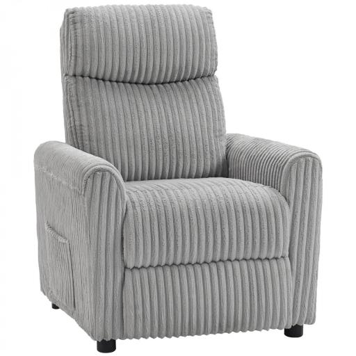Sillón Relax Reclinable Manual Tapizado en Pana Instalación Rápida Reposapiés Acolchado Grueso Gris Claro [9]