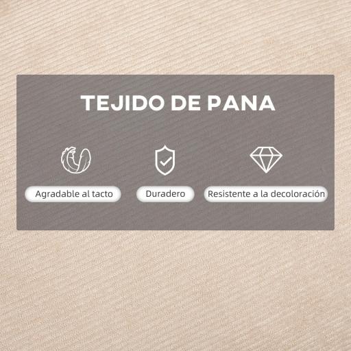 Sillón de Relax con Reposapiés Sillón Reclinable con Respaldo Ajustable Tapizado en Pana 68x91,5x88 cm Beige [6]