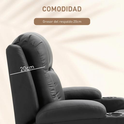 Sillón de Masaje Reclinable con 8 Puntos de Masaje Función de Calefacción Giratorio Mando a Distancia 85x94x104 cm Negro [7]