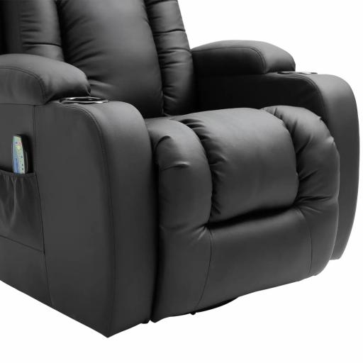 Sillón de Masaje Reclinable con 8 Puntos de Masaje Función de Calefacción Giratorio Mando a Distancia 85x94x104 cm Negro [2]