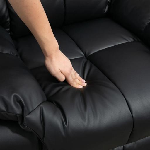 Sillón de Masaje Reclinable con 8 Puntos de Masaje Mando a Distancia Tapizado en PU Reposapiés Bolsillo Lateral Negro [6]