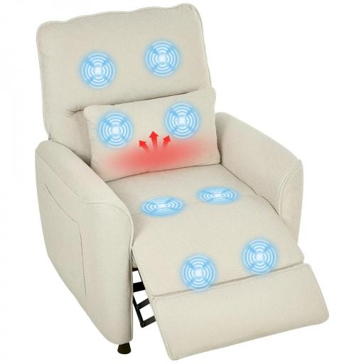 Sillón Relax Reclinable Eléctrico con Calor Lumbar Masaje Vibración Motor Silencioso Función de Memoria Crema [8]