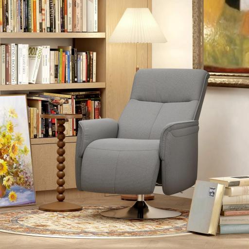 Sillón de Masaje Eléctrico con Reposapiés Sillón Relax Giratorio y Reclinable con Mando 68,5x77x117 cm Gris [3]