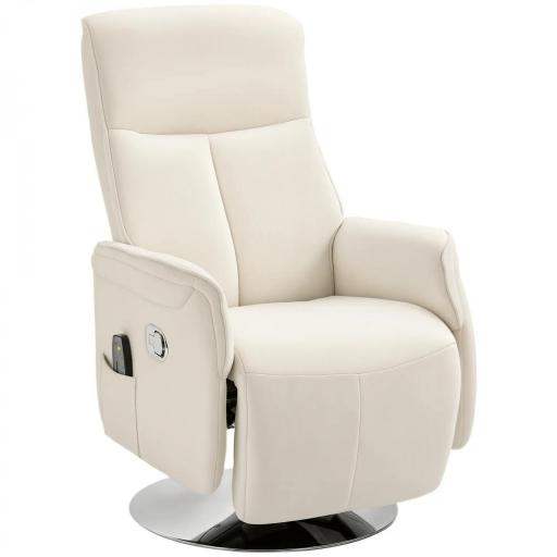 Sillón de Masaje Eléctrico con Reposapiés Sillón Relax Giratorio y Reclinable con Mando 68,5x77x117 cm Crema [7]