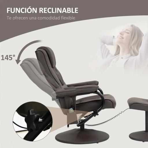 Sillón Relax Reclinable con Reposapiés con 10 Puntos de Masaje con Mando a Distancia para Salón Oficina Marrón [4]