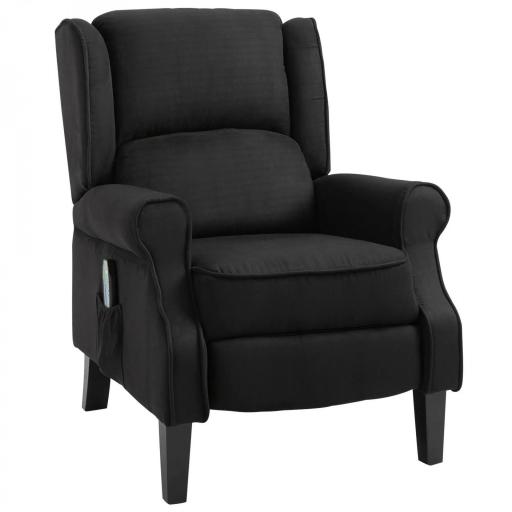 Sillón de Masaje Reclinable con Mando a Distancia 2 Zonas de Masaje y Tapizado en Tejido de Ante 78x83x101 cm Negro [8]