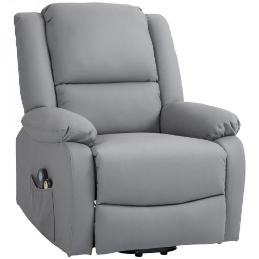 Sillón Levanta Personas Eléctrico con 8 Punto de Masaje Función de Calentamiento 2 Controles Remotos y Bolsillo Gris [9]