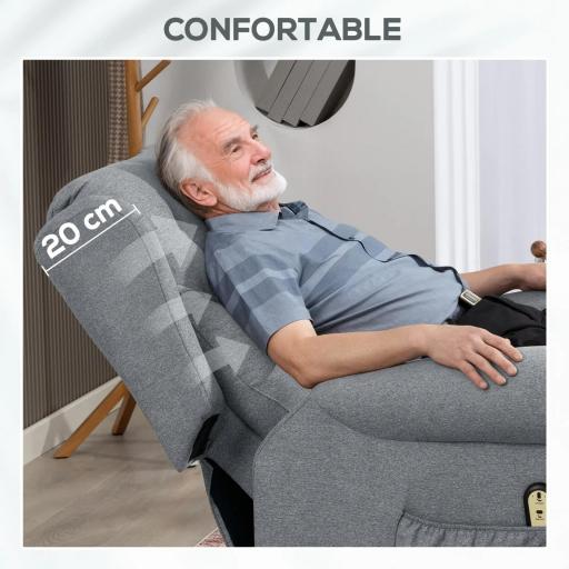 Sillón Relax Reclinable Eléctrico Levanta Personas con Respaldo Alto Capitoné Control Remoto Gris [5]