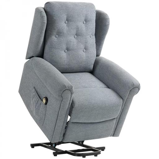 Sillón Relax Reclinable Eléctrico Levanta Personas con Respaldo Alto Capitoné Control Remoto Gris [8]