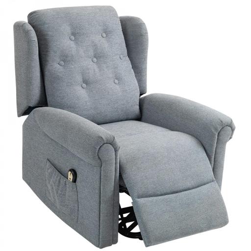 Sillón Relax Reclinable Eléctrico Levanta Personas con Respaldo Alto Capitoné Control Remoto Gris [9]