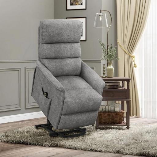 Sillón Relax Reclinable Eléctrico Levanta Personas con Mando a Distancia y Bolsillo Lateral Sillón Elevador Gris