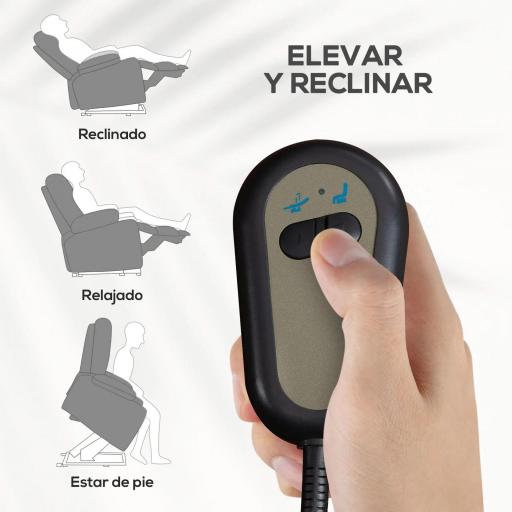 Sillón Relax Reclinable Eléctrico Levanta Personas con Mando a Distancia y Bolsillo Lateral Sillón Elevador Gris [4]