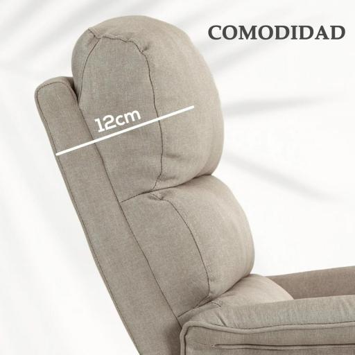Sillón Relax Reclinable Eléctrico Levanta Personas con Mando a Distancia y Bolsillo Lateral Sillón Elevador Beige [4]