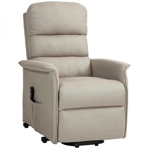Sillón Relax Reclinable Eléctrico Levanta Personas con Mando a Distancia y Bolsillo Lateral Sillón Elevador Beige [9]