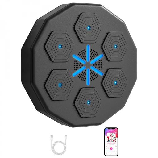 Máquina Boxeo Musical Pared con Guantes Conexión Bluetooth y Luces LED para Adultos y Niños en Casa Gimanasio Negro [9]