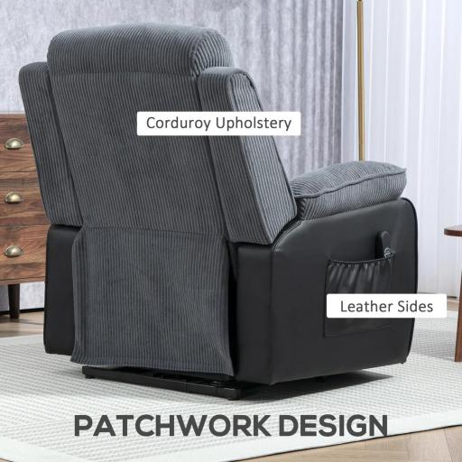 Sillón Relax Reclinable Eléctrico Levanta Personas con Mando a Distancia y Bolsillos Laterales Sillón Elevador Gris [6]