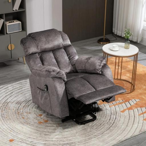 Sillón Levanta Personas Eléctrico con Reclinación hasta 135° Mando a Distancia Reposapiés y 2 Bolsillos Gris [7]