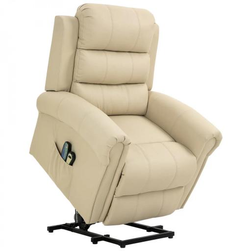 Sillón Relax Reclinable Eléctrico Levanta Personas con Masaje Vibratorio y Calor Control Remoto Crema [9]