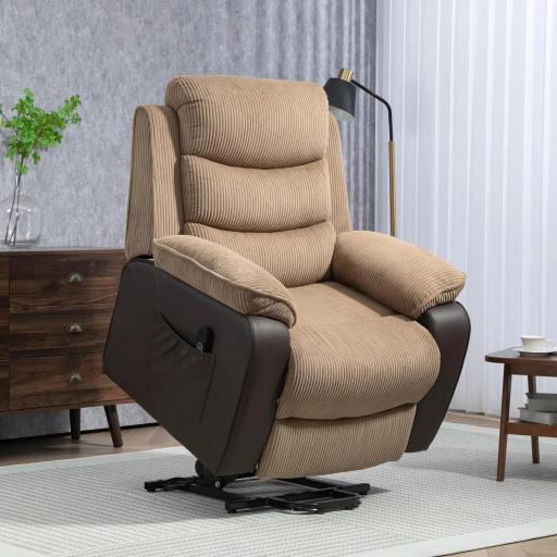 Sillón Relax Reclinable Eléctrico Levanta Personas con Mando a Distancia Puerto USB y Bolsillos Laterales Marrón [5]