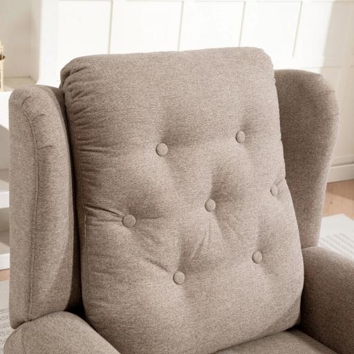 Sillón Relax Reclinable Eléctrico Levanta Personas con Respaldo Alto Capitoné Control Remoto Marrón Claro [7]