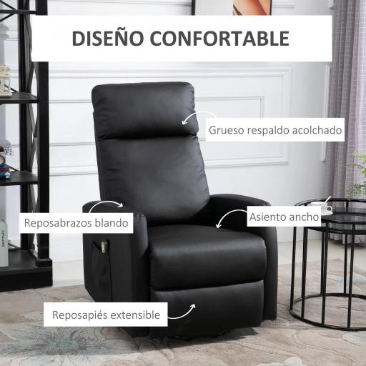 Sillón Levanta Personas Sillón Relax Eléctrico Sillón Elevador Reclinable 145° con Control Remoto 67x95x105 cm Negro [2]
