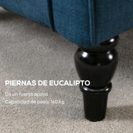 Sillón de Salón con Reposabrazos y Patas de Madera Butaca Carga 160 kg para Dormitorio Oficina Sala de Estar Azul [4]