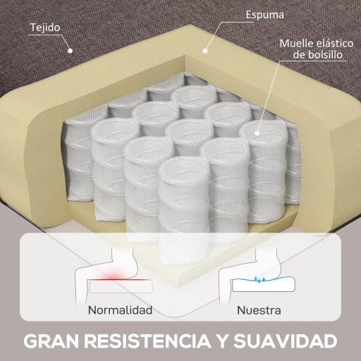 Sillón de Salón con Reposacabezas y Patas de Madera Butaca Carga 160 kg para Dormitorio Oficina Sala de Estar Marrón [3]