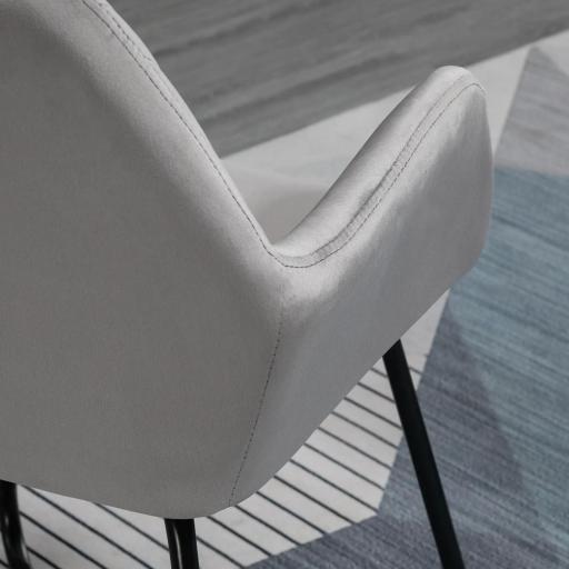 Sillón de Salón Tapizado en Terciopelo con Asiento Acolchado Base Metálica Cruzada Gris [5]
