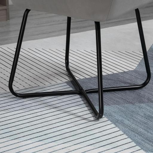 Sillón de Salón Tapizado en Terciopelo con Asiento Acolchado Base Metálica Cruzada Gris [6]
