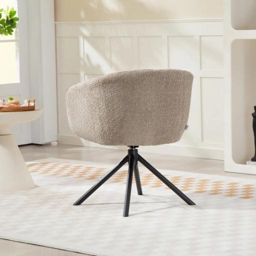 Sillón, Silla tapizada con cómoda silla giratoria, cubierta acogedora, hasta 120 kg, Marrón Claro [1]