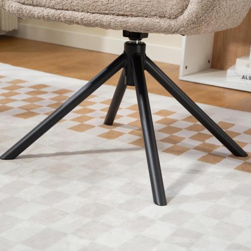 Sillón, Silla tapizada con cómoda silla giratoria, cubierta acogedora, hasta 120 kg, Marrón Claro [2]