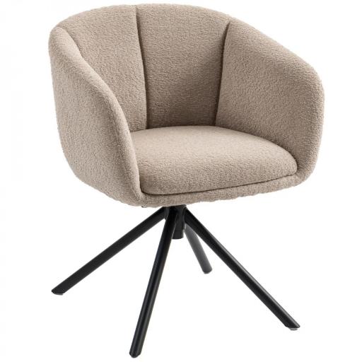 Sillón, Silla tapizada con cómoda silla giratoria, cubierta acogedora, hasta 120 kg, Marrón Claro [4]