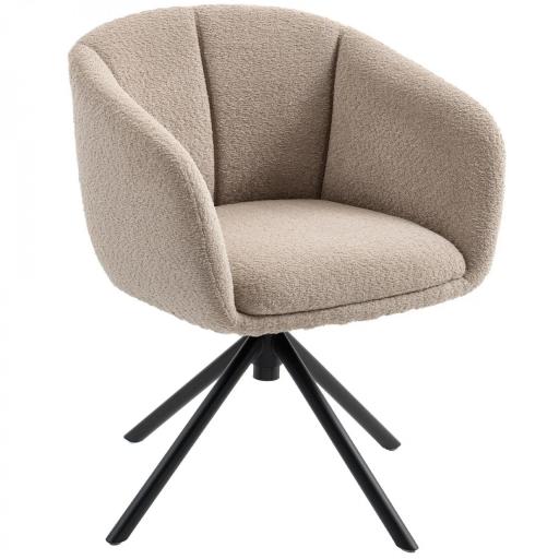 Sillón, Silla tapizada con cómoda silla giratoria, cubierta acogedora, hasta 120 kg, Marrón Claro [3]