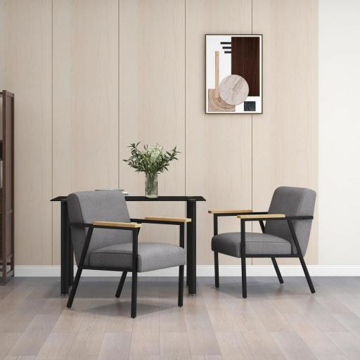 Butaca de Salón Moderna Tapizado en Poliéster con Reposabrazos de Madera para Dormitorio 64,5x70x83,5 cm Gris [7]