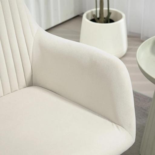 Sillón de Salón Tapizado en Terciopelo con Asiento Acolchado Base Metálica Cruzada Crema [5]