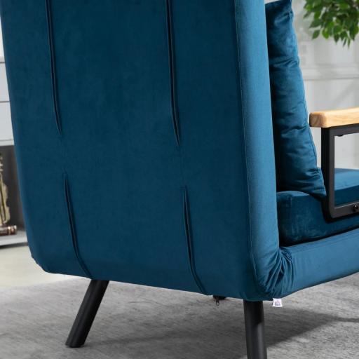 Sofá Cama Individual Plegable Silla Cama Convertible 4 en 1 Respaldo Ajustable de 5 Niveles y Almohada 63x73x81 cm Azul [6]