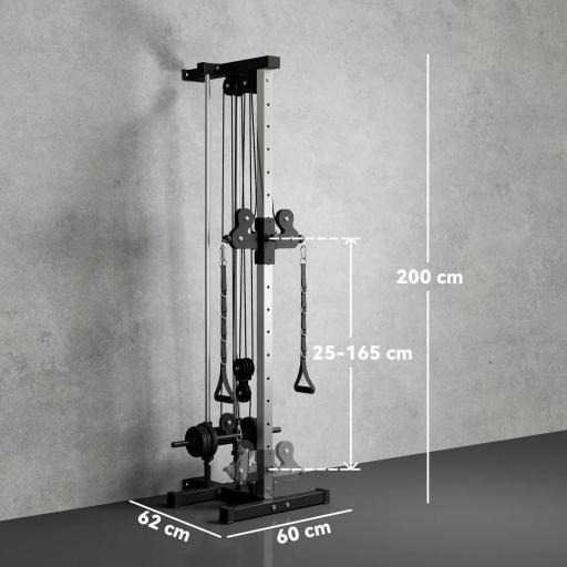 Máquina Polea Alta y Baja de Pared de Doble Polea Ajustable en 15 Posiciones Multifunción Lat Pulldown para Gimnasio [1]