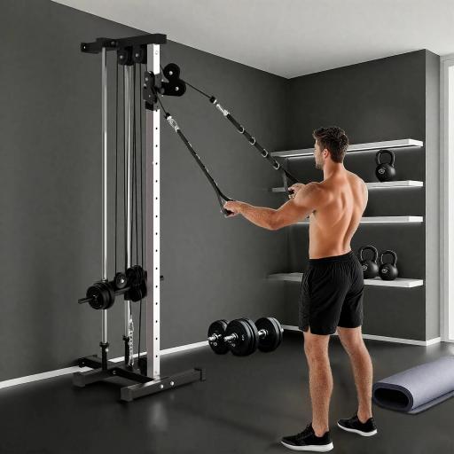 Máquina Polea Alta y Baja de Pared de Doble Polea Ajustable en 15 Posiciones Multifunción Lat Pulldown para Gimnasio [6]