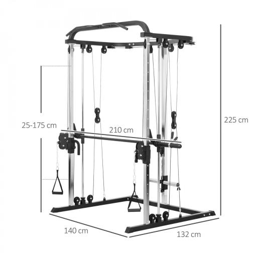 Máquina Multifunción de Musculación con Soporte para Sentadillas y Barra para Pesas para Entrenamiento Fitness Negro [1]