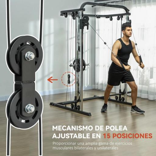Máquina Multifunción de Musculación con Soporte para Sentadillas y Barra para Pesas para Entrenamiento Fitness Negro [4]