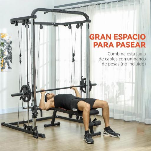 Máquina Multifunción de Musculación con Soporte para Sentadillas y Barra para Pesas para Entrenamiento Fitness Negro [6]
