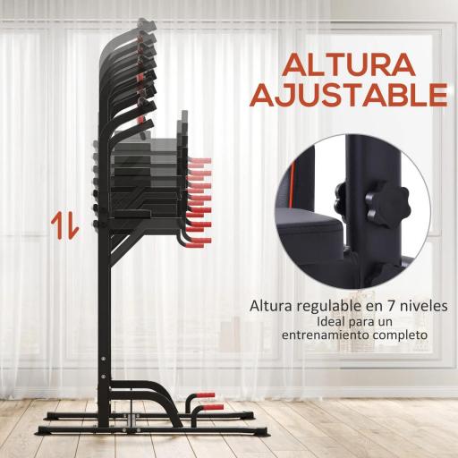 Máquina de Dominadas con Altura Ajustable Carga Máx. 120 kg para Entrenamiento Fitness 123x98x189-239 cm Negro y Rojo  [2]