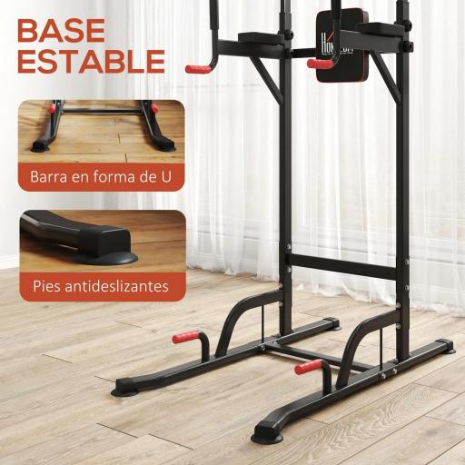 Máquina de Dominadas con Altura Ajustable Carga Máx. 120 kg para Entrenamiento Fitness 123x98x189-239 cm Negro y Rojo  [3]
