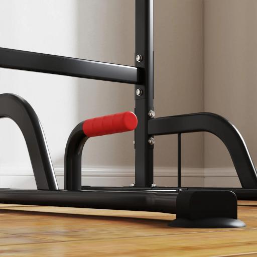Máquina de Dominadas con Altura Ajustable Carga Máx. 120 kg para Entrenamiento Fitness 123x98x189-239 cm Negro y Rojo  [7]
