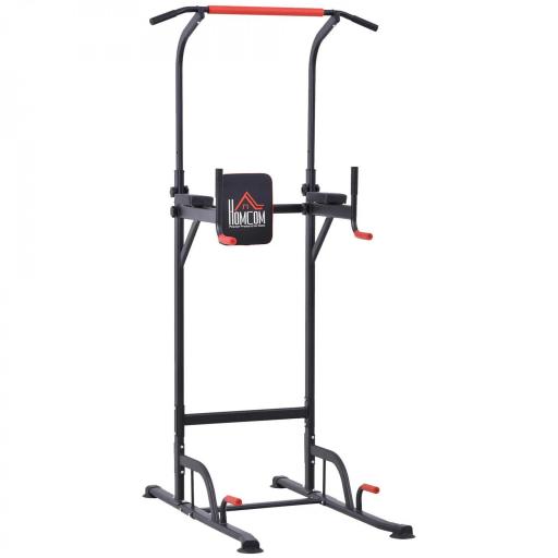 Máquina de Dominadas con Altura Ajustable Carga Máx. 120 kg para Entrenamiento Fitness 123x98x189-239 cm Negro y Rojo  [8]