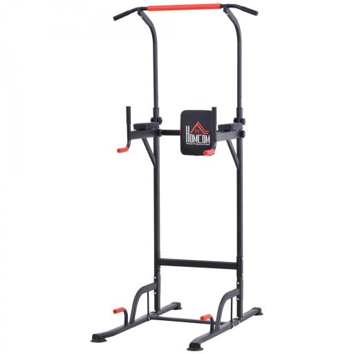 Máquina de Dominadas con Altura Ajustable Carga Máx. 120 kg para Entrenamiento Fitness 123x98x189-239 cm Negro y Rojo  [9]