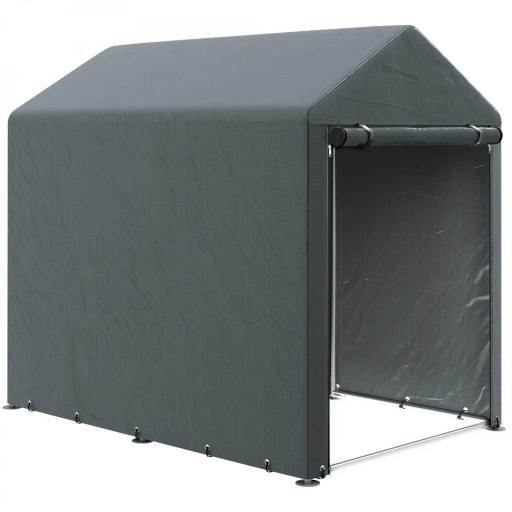 Carpa para Bicicletas y Motos 1,2x1,8x1,65 m con 2 Habitaciones Puerta con Cremallera Impermeable Anti-UV Gris Oscuro [3]