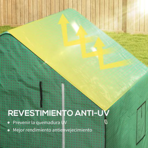 Cubierta de Repuesto de Invernadero 140x143x190 cm con Ventana Puerta con Cremallera Anti-UV Protección de Plantas Verde [3]