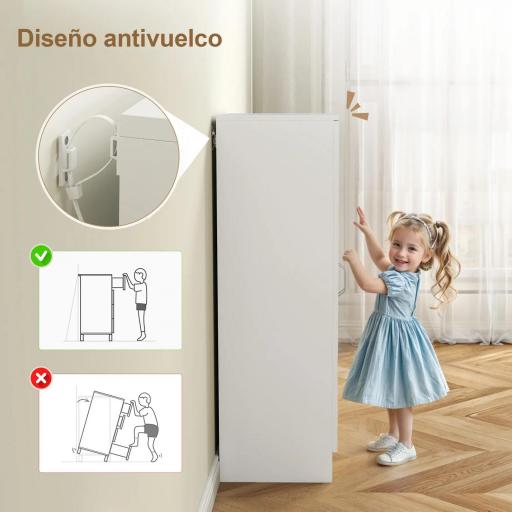 Zapatero Entrada Recibidor con 2 Puertas 6 Estantes Ajustables para 14 Pares de Zapatos 55x35x108 cm Blanco [3]